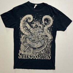 Sirens & Sailors Metalcore Band T-Shirt Black Heavy Metal Y2K Kraken Shirt S